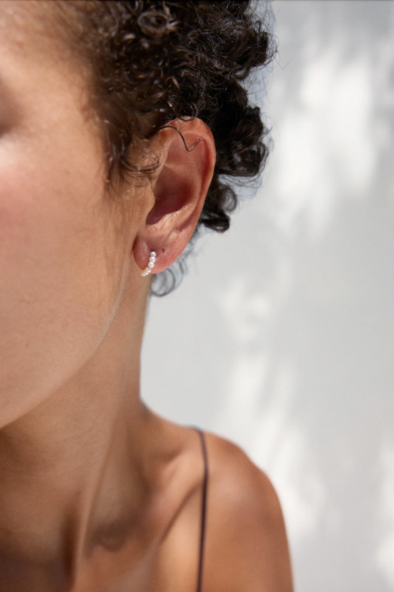 Baroque Pearl Crescent Hoops - Image 3
