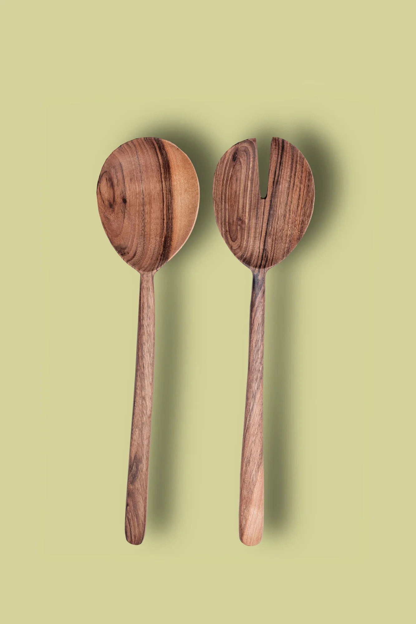 Hand Carved Walnut Serving Set - Image 2