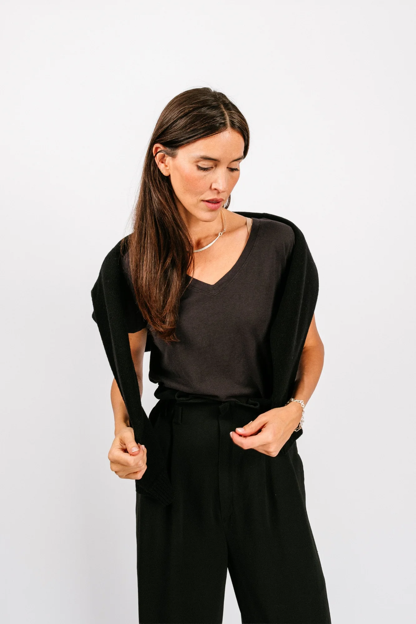 Paige V-Neck Tee | Black - Image 11